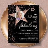 Black & Rose Gold 90. Geburtstag Einladung