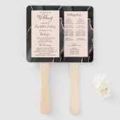 Black Rose Gold Agate Blush Hochzeitsprogramm Fächer (Vorne und Hinten)