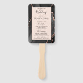Black Rose Gold Agate Blush Hochzeitsprogramm Fächer (Vorderseite)