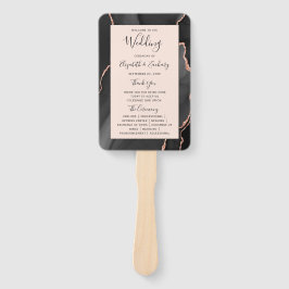 Black Rose Gold Agate Blush Hochzeitsprogramm Fächer