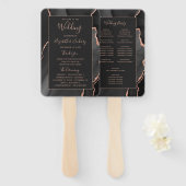Black Rose Gold Agate Dark Wedding Program Fächer (Vorne und Hinten)