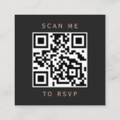 Black Rose Gold Agate Dark Wedding QR Code UAWG Begleitkarte (Rückseite)