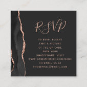 Black Rose Gold Agate Dark Wedding QR Code UAWG Begleitkarte (Vorderseite)