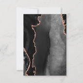 Black Rose Gold Agate Dark Wedding RSVP (Rückseite)