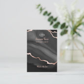 Black Rose Gold Agate Luxus Ohrringe Display Card Visitenkarte (Stehend Vorderseite)