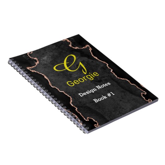 Black & Rose Gold Agate Notebook Notizblock (Rechte Seite)