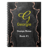 Black & Rose Gold Agate Notebook Notizblock (Vorderseite)