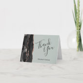 Black Rose Gold Agate Sage Green Wedding Vielen Da Karte (Vorderseite)
