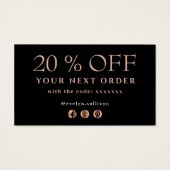 Black Rose Gold Age danke Ihnen Discount Card (Rückseite)