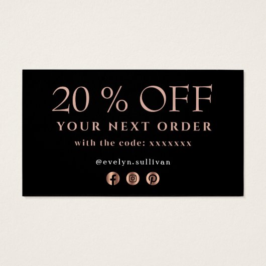Black Rose Gold Age danke Ihnen Discount Card (Rückseite)