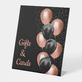 Black Rose Gold Balloon Chic Geburtstagskarte Sockelschild