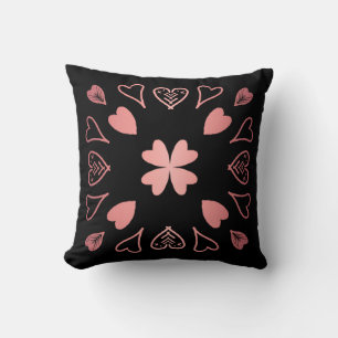 Black Rose Gold Boho Herz Kissen