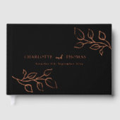 Black rose gold botanical luxury wedding gästebuch (Vorderseite)