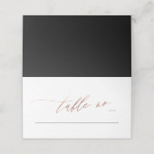 Black Rose Gold Calligraphy Moderne Hochzeit Platzkarte (Außenseite Aufgefaltet)