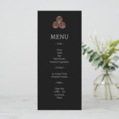 Black Rose Gold Celtic Knot Wedding Menu Cards Menükarte (Stehend Vorderseite)