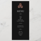 Black Rose Gold Celtic Knot Wedding Menu Cards Menükarte (Vorderseite)