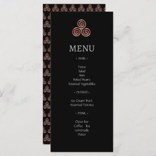 Black Rose Gold Celtic Knot Wedding Menu Cards Menükarte