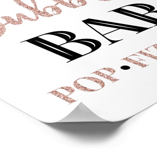 Black Rose Gold Confetti Bubbly Bar Sign Poster (Ecke)