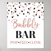 Black Rose Gold Confetti Bubbly Bar Sign Poster (Vorne)