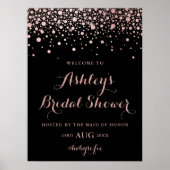 Black Rose Gold Confetti Welcome Brautparty Poster (Vorne)