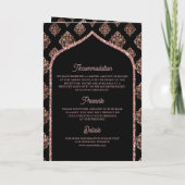 Black Rose Gold Damask Arch QR Code muslimische Ho Einladung (Rückseite)