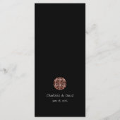 Black Rose Gold Dara Celtic Knot Wedding Menu Menükarte (Rückseite)