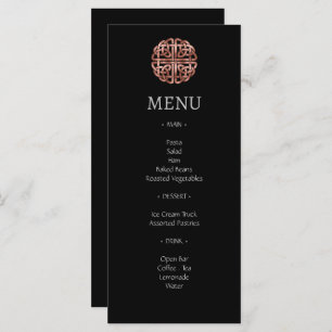 Black Rose Gold Dara Celtic Knot Wedding Menu Menükarte