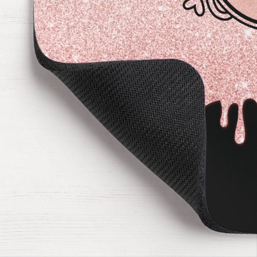Black Rose Gold Drilling Glitzer Mousepad (Ecke)