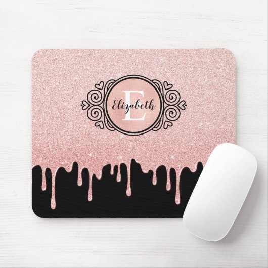 Black Rose Gold Drilling Glitzer Mousepad (Mit Mouse)