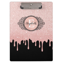 Black Rose Gold Driving Glitzer Artist Klemmbrett