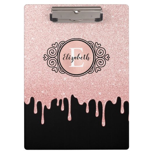 Black Rose Gold Driving Glitzer Artist Klemmbrett (Vorderseite)