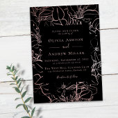 Black Rose Gold Floral Wedding Einladung