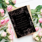 Black Rose Gold Floral Wedding Einladung
