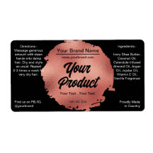 Black Rose Gold Foil Band & Body Product Label