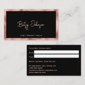 Black & Rose Gold Foil Salon Visitenkarte (Vorne/Hinten)