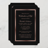 Black Rose Gold Foto Feier des Lebens Einladung (Vorne/Hinten)