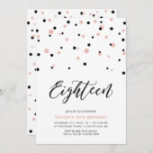 Black & Rose Gold Girl 18. Teen Birthday Party Einladung (Vorne/Hinten)