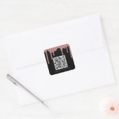 Black Rose Gold Glitter Drips QR Code Business Quadratischer Aufkleber (Umschlag)