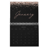 Black Rose Gold Glitter Elegant Modern Script 2026 Kalender (Jan 2026)