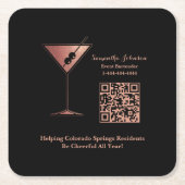 Black & Rose Gold Glitter Event Bartender Rechteckiger Pappuntersetzer (Vorderseite)