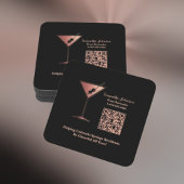 Black & Rose Gold Glitter Event Bartender Rechteckiger Pappuntersetzer