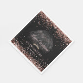 Black & Rose Gold Glitter Princess Quinceañera Serviette (Ecke)