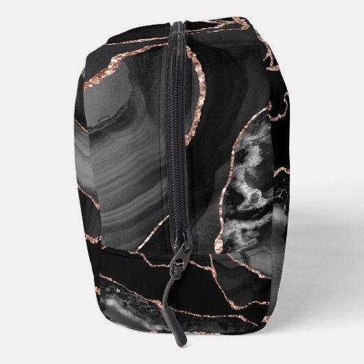 Black Rose Gold Glitzer Agate Dopp Kit Waschbeutel (Rechts)