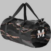 Black Rose Gold Glitzer Agate Large Duffel Bag Duffle Bag