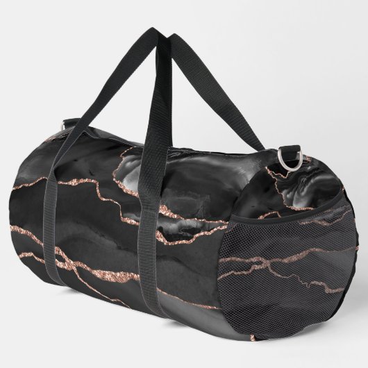 Black Rose Gold Glitzer Agate Large Duffel Bag Duffle Bag (Rechte Ecke)