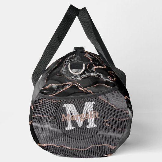 Black Rose Gold Glitzer Agate Large Duffel Bag Duffle Bag (Rechts)