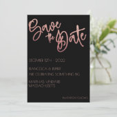 Black Rose Gold Glitzer Art Deco Hochzeit Save The Date (Stehend Vorderseite)