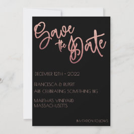 Black Rose Gold Glitzer Art Deco Hochzeit Save The Date