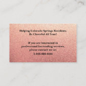 Black & Rose Gold Glitzer Barkeeper Business Card Visitenkarte (Rückseite)