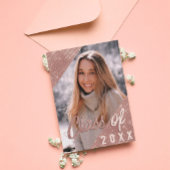 Black Rose Gold Glitzer Border Foto Abschluss Einladung